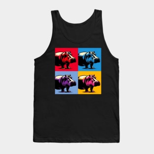 Colorful River Giant: Pop Art Hippopotamus Extravaganza Tank Top